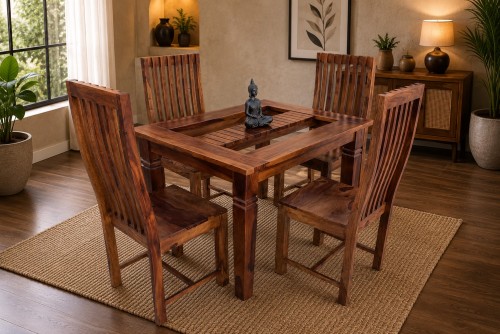 4-Seater swingo dining table with zernal wooden chair