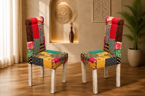 Pair of Garniture patch work chair