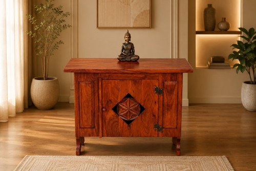 Ambros one door honey finish sideboard
