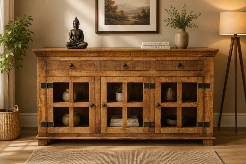 Avian 3 drawer 3 door solid wood aara natural finish Side board