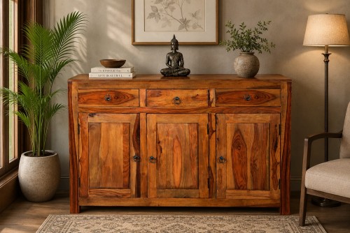 Panel three drawer three door  Side board