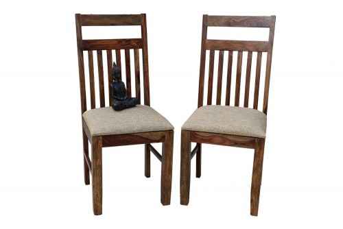 Set of Jailro strip brown upholstery chair