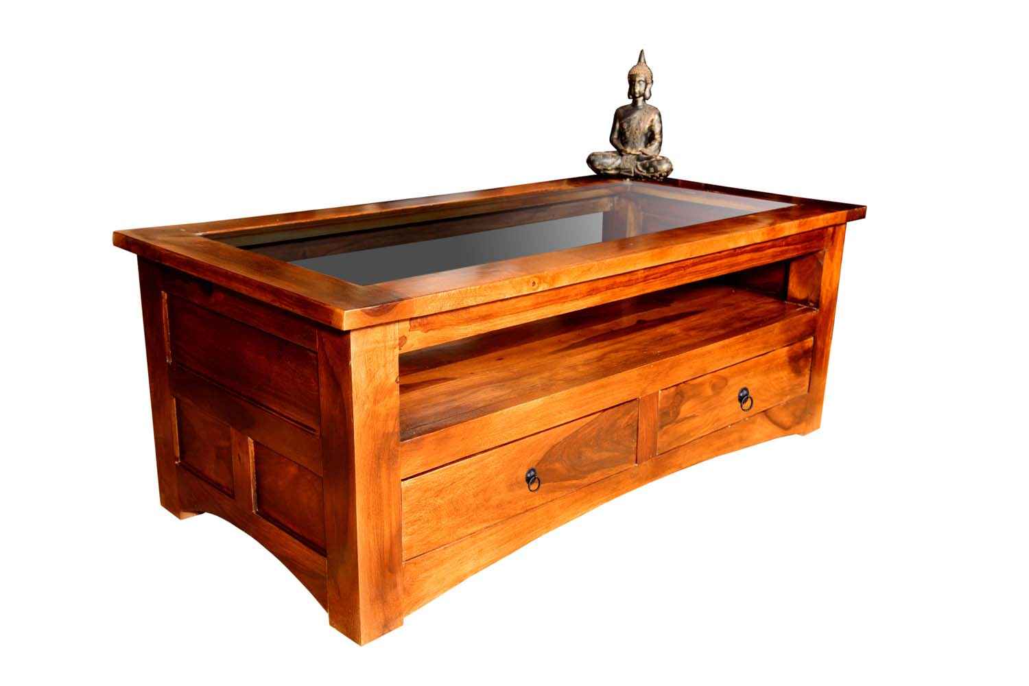 Buy Mint two drawwer L teak finish coffee table | Living ...