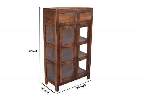 Kenzou 2 drawer Glass Small almirah and crockery unit.