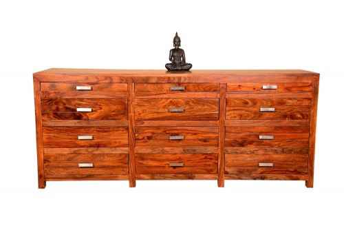 Bulki teak finish twelve drawer set