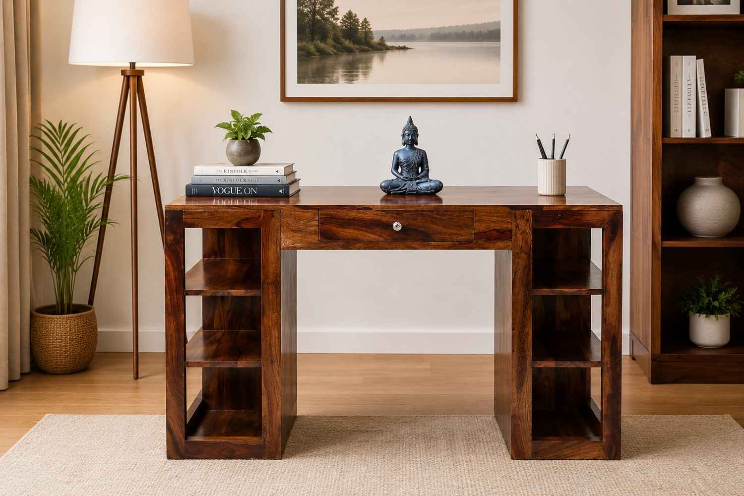 Buy Heavro teak finish study table | Study Room, Study Table Furniture