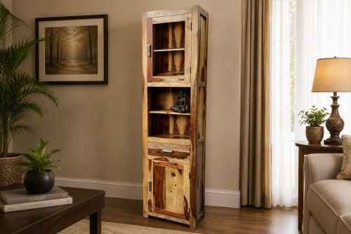 Accessible compact two door natural finish almirah