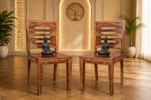 Pair of Capsule curved natural finish chair