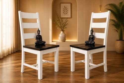 Pair of Glaring white finish wood chair
